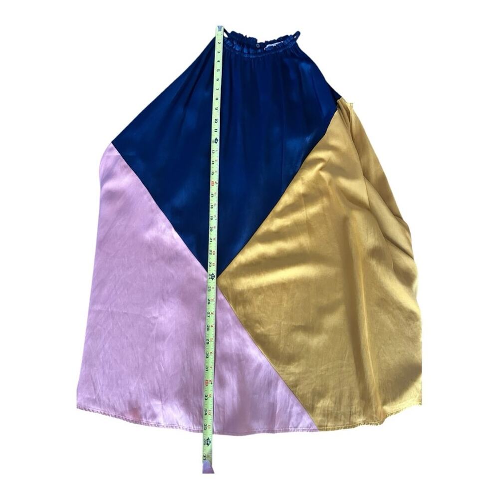 LOFT Colorblock Halter Swing Dress SP gold and navy NEW - Picture 6 of 10